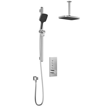 Plus - SquareOne TB2Shower system with push-buttons valve - Wall arm