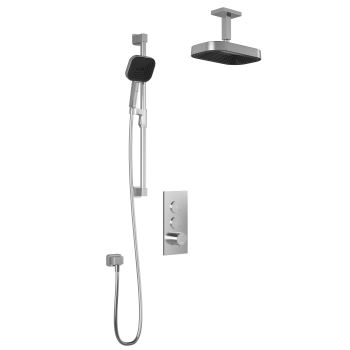Premia - SquareOne TB2Shower system with push-buttons valve - Vertical arm