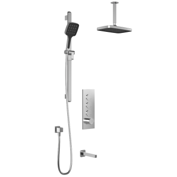 Plus - RoundOne TB3Shower system with push-buttons (without valve) - Vertical arm