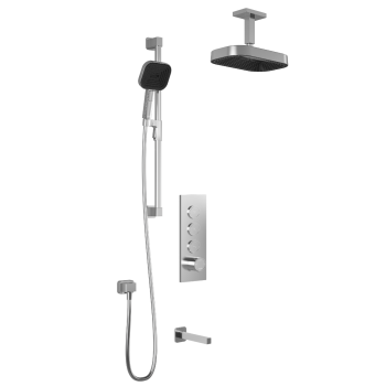 Premia - SquareOne TB3Shower system with push-buttons valve - Vertical arm